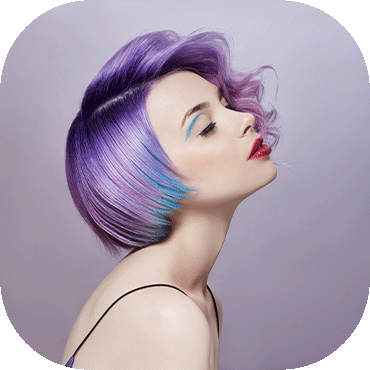 woman with coloured flying hair