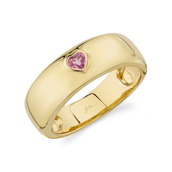 0.13CT PINK SAPPHIRE HEART BEZEL BAND