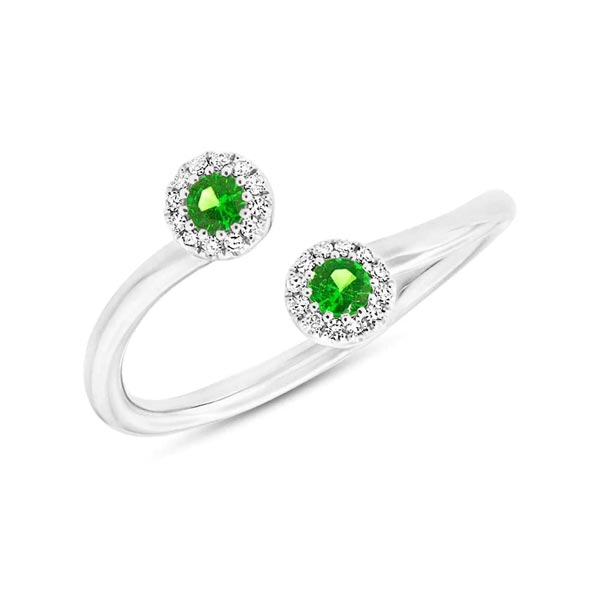 0.07CT DIAMOND & 0.18CT GREEN GARNET RING