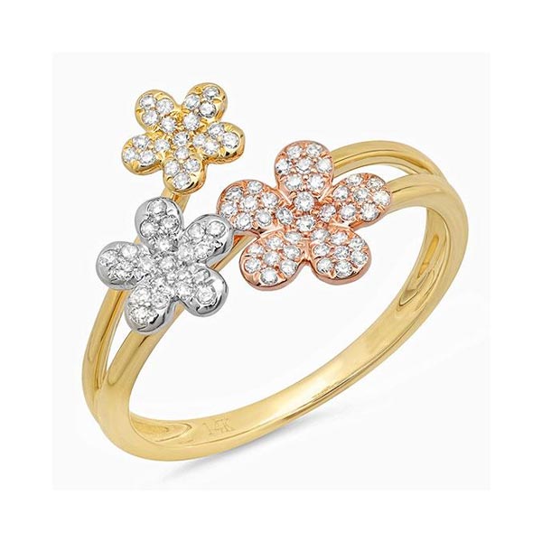 0.22CT DIAMOND FLOWER RING