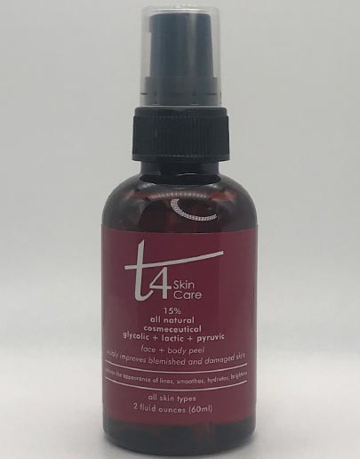 T4 15% All Natural Glycolic + Lactic + Pyruvic Face + Body Peel-2 oz.