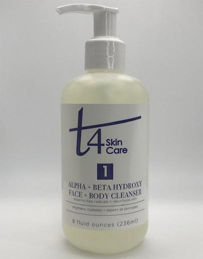 T4 Alpha + Beta Hydroxy Face + Body Cleanser-8 oz