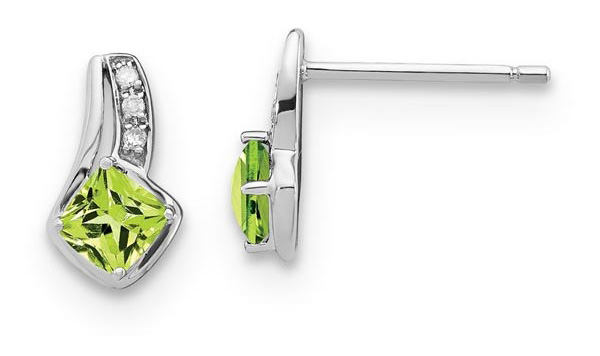 10K White Gold Peridot and Diamond Earrings