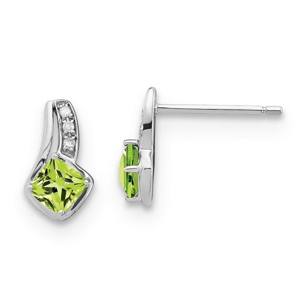 10K White Gold Peridot and Diamond Earrings