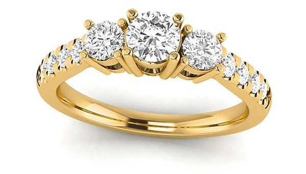 14k Lab Grown Diamond 3-Stone Engagement Ring