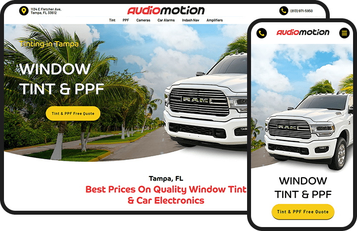 Audio Motion Windows Tint Website Design