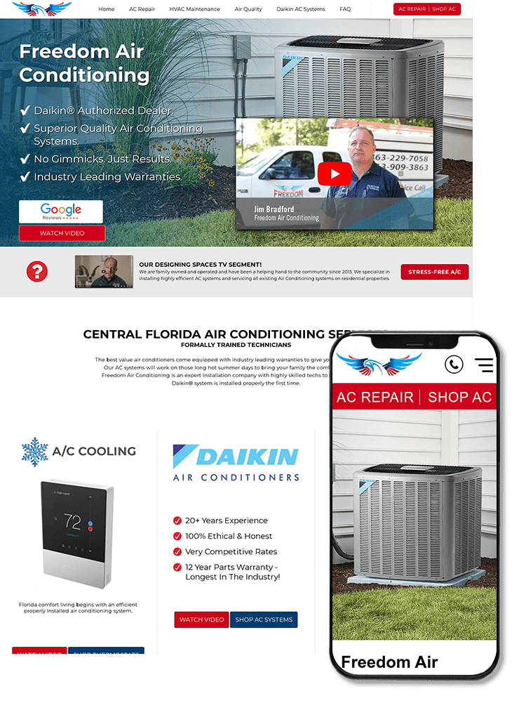 Freedom Air Conditioning Website Design